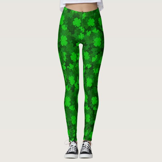 Modern Vier Leaf Clover Floral Leggings (Voorkant)