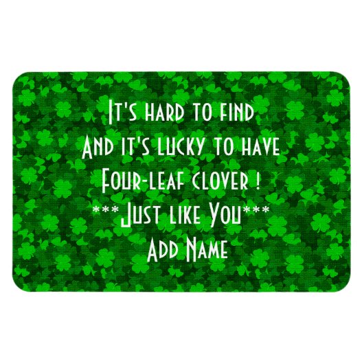 Modern Vier Leaf Clover Floral Magneet (Horizontaal)