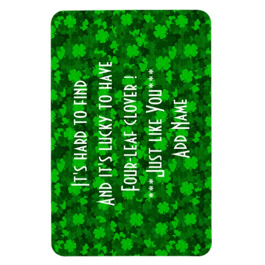 Modern Vier Leaf Clover Floral Magneet (Verticaal)