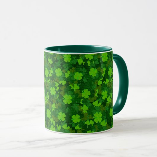 Modern Vier Leaf Clover Floral Mok (Voorkant rechts)