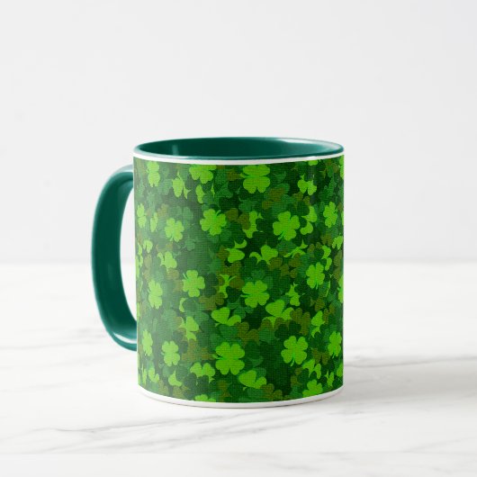 Modern Vier Leaf Clover Floral Mok (Voorkant links)