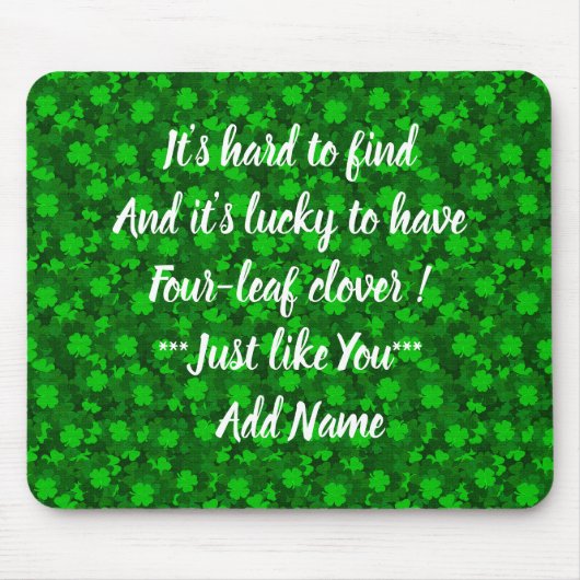 Modern Vier Leaf Clover Floral Muismat (Voorkant)