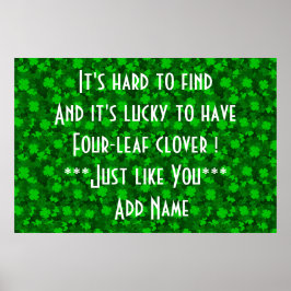 Modern Vier Leaf Clover Floral Poster