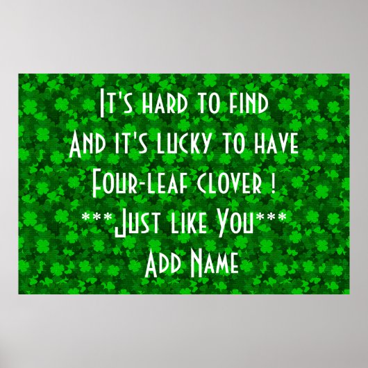 Modern Vier Leaf Clover Floral Poster (Voorkant)