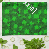 Modern Vier Leaf Clover Floral Theedoek (Gevouwen)