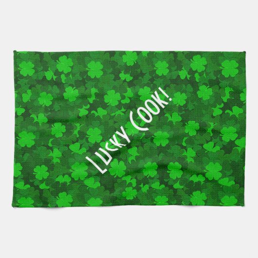 Modern Vier Leaf Clover Floral Theedoek (Horizontaal)