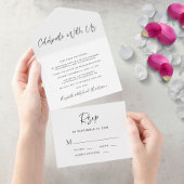 Modern vieren met ons bruiloft receptie all in one uitnodiging