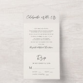 Modern vieren met ons crème bruiloft receptie all in one uitnodiging (Binnen)