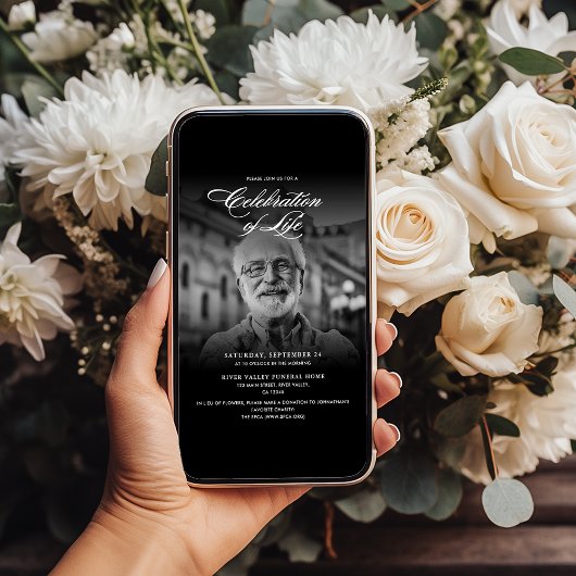 Modern Viering van het Leven 2-foto Elegant Script Kaart