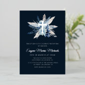 modern vierkant blauw baptisme folie uitnodiging (Staand Voorkant)