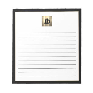 Modern vierkant geborsteld gouden monogram gelinie notitieblok