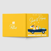 Modern vierkant geel bruiloft gastenboek met een a (Volledig)