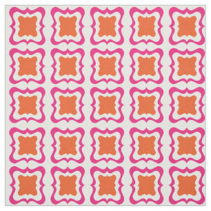Modern vierkant herhaal patroon warm roze Oranje w Stof