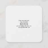 Modern vierkant minimalistisch trendy zwart-wit vierkante visitekaartje (Achterkant)