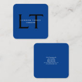 Modern Vierkant Monogram Trendy Blauw Zwart Vierkante Visitekaartje (Voorkant / Achterkant)