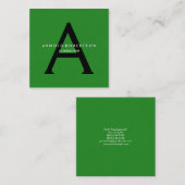 Modern Vierkant Monogram Trendy Bos Groen Zwart Vierkante Visitekaartje (Voorkant / Achterkant)