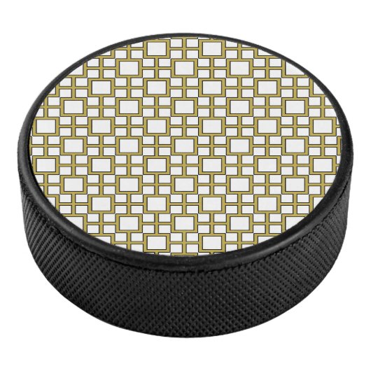Modern vierkant patroon goud hockey puck (3/4)