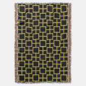 Modern vierkant patroon goud op zwart deken (Voorkant Verticaal)