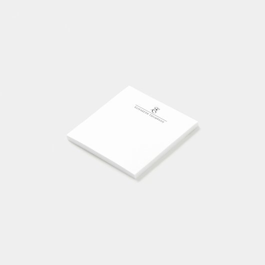 Modern vierkant Stijlvolle Monogram Naam Post-it® Notes (Schuin)