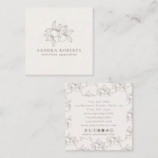 Modern vierkant voedingsspecialist Visitekaartje (Voorkant / Achterkant)