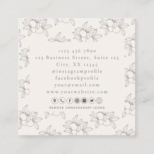 Modern vierkant voedingsspecialist Visitekaartje (Achterkant)