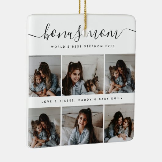 Modern vierkant zwart & wit Schattige foto Moederd Keramisch Ornament (Rechts)