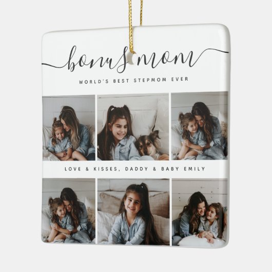 Modern vierkant zwart & wit Schattige foto Moederd Keramisch Ornament (Links)