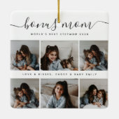 Modern vierkant zwart & wit Schattige foto Moederd Keramisch Ornament (Achterkant)