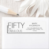 Modern Vijftig en Fabulous Bold 50ste verjaardagsf Etiket (Insitu)
