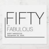 Modern Vijftig en Fabulous Bold 50ste verjaardagsf Sparkling Wijnetiket (Enkel label)