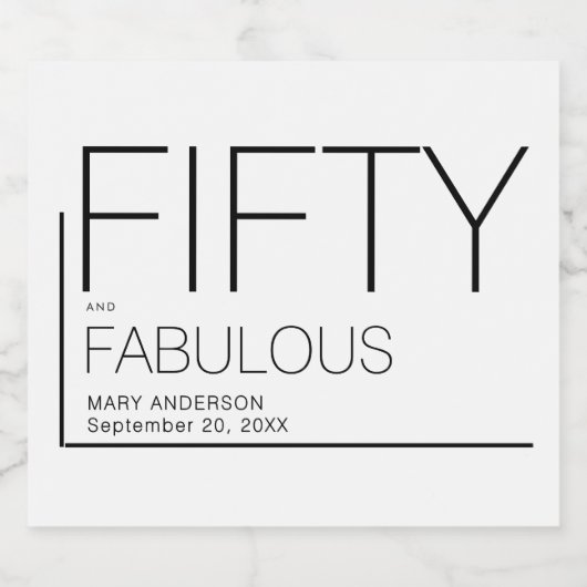 Modern Vijftig en Fabulous Bold 50ste verjaardagsf Sparkling Wijnetiket (Enkel label)
