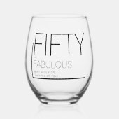 Modern Vijftig en Fabulous Bold 50ste verjaardagsf Wijnglas Zonder Voet (Voorkant)