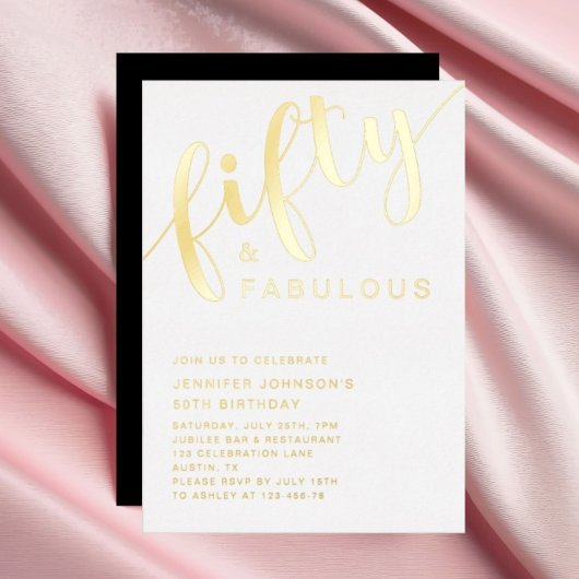Modern vijftig en fantastisch 50ste verjaardag gou folie uitnodiging
