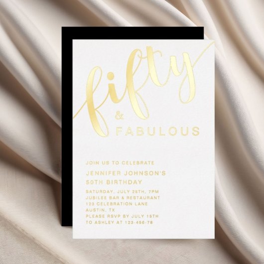 Modern vijftig en fantastisch 50ste verjaardag gou folie uitnodiging
