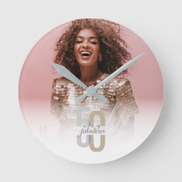 Modern Vijftig & Fabulous 50ste verjaardag Elegant Ronde Klok