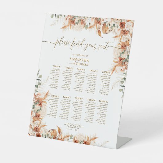 Modern Vind uw stoel Trouwstoel Zitting Grafiek Reclamebord Met Voetstuk (Voorkant)