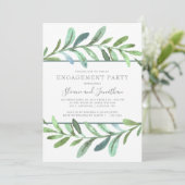 Modern Vines Botanical Engagement Party Uitnodigin Kaart (Staand voorkant)