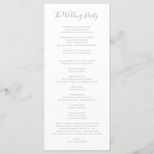 Modern Vines Botanical Wedding Program Programmakaart (Achterkant)