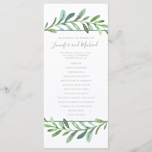 Modern Vines Botanical Wedding Program Programmakaart (Voorkant)
