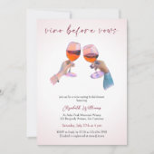 Modern Vino Voor Geloften Blush Roze Vrijgezellenf Kaart (Voorkant)