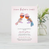 Modern Vino Voor Geloften Blush Roze Vrijgezellenf Kaart (Staand voorkant)