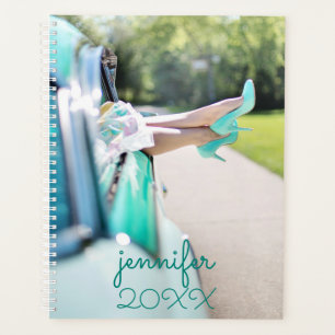 Modern Vintage-autowrak Groene op hoge hoogte Retr Planner