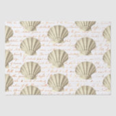 Modern Vintage Beige Shell Script Tissuepapier (Voorkant)