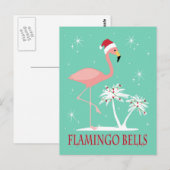 MODERN VINTAGE CHRISTMAS FLAMINGO BRIEFKAART (Voorkant / Achterkant)