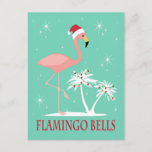 MODERN VINTAGE CHRISTMAS FLAMINGO BRIEFKAART