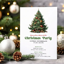 Modern Vintage Christmas Tree Party Card Kaart
