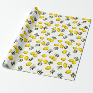 Modern Vintage Citroen & Olijf Patroon Cadeaupapier