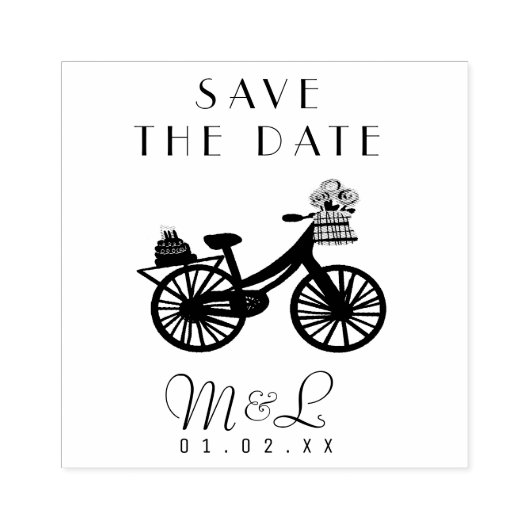 Modern Vintage Fiets Save the Date Ontwerp Stempel (Afrduk)