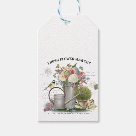 Modern Vintage french farmhouse flower garden Cadeaulabel (Voorkant)