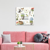 Modern Vintage french farmhouse flower garden Canvas Afdruk (Insitu (Woonkamer))